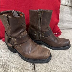 Harley Davidson Brown Leather Ankle Boots